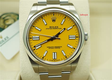 rolex oyster perpetual yellow dial 41mm|Rolex Oyster sap 39139 price.